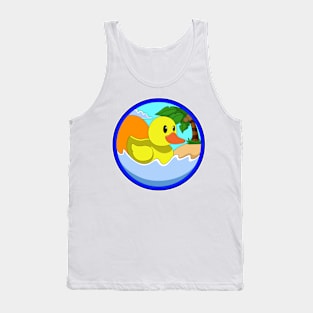 Duck on Beach with Palm trees Tank Top